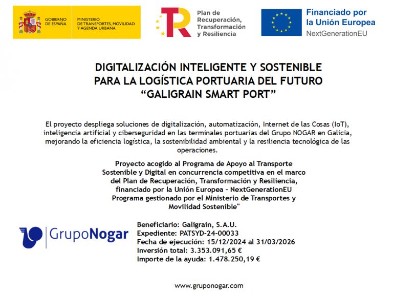 Digitalización inteligente y sostenible para la logística portuaria del futuro "GALIGRAIN SMART PORT"
